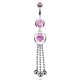 Piercing nombril cœur 47 - Rose avec trois chainettes