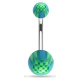 Piercing nombril UV 31 - Checker bleu et vert