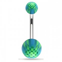 Piercing nombril UV 31 - Checker bleu et vert