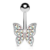Piercing nombril petit papillon cristaux auroras (50)