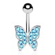 Piercing nombril petit papillon cristaux bleu-clair (50)