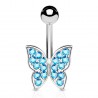 Piercing nombril petit papillon cristaux bleu-clair (50)