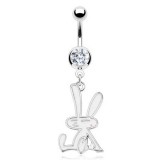 Piercing nombril petit lapin blanc assis (68)