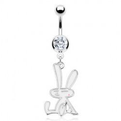 Piercing nombril petit lapin blanc assis (68)