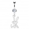 Piercing nombril petit lapin blanc assis (68)