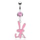 Piercing nombril petit lapin rose assis (68)