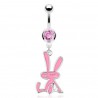 Piercing nombril petit lapin rose assis (68)