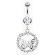 Piercing nombril papillon dans cercle de cristaux transparents (47)