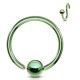 Piercing anneau 1,6mm 116 - Plaqué-titane vert boule fixe