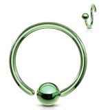 Piercing anneau 1,6mm 116 - Plaqué-titane vert boule fixe