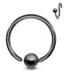 Piercing anneau 1,6mm 116 - Plaqué-titane noir boule fixe