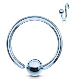 Piercing anneau 1,6mm 116 - Plaqué-titane bleu-clair boule fixe