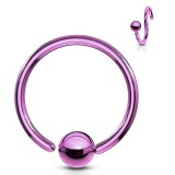 Piercing anneau 1,6mm 116 - Plaqué-titane lilas boule fixe