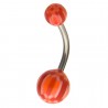 Piercing nombril UV 11 - Checker blanc, orange et lilas