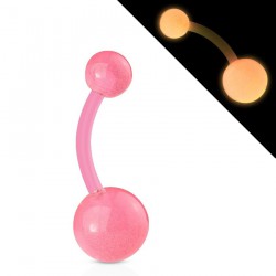 Piercing nombril UV 12 - Flexible fluorescent rose