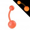 Piercing nombril UV 12 - Flexible fluorescent orange