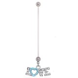 Piercing nombril grossesse 44 - Love bleu-clair