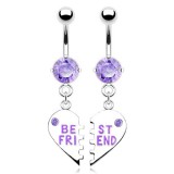 Piercing nombril cœur 45 - Deux piercing meilleures amies lilas