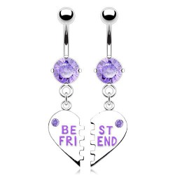 Piercing nombril cœur 45 - Deux piercing meilleures amies lilas