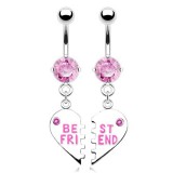 Piercing nombril cœur 45 - Deux piercings meilleures amies roses