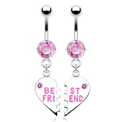 Piercing nombril cœur 45 - Deux piercings meilleures amies roses