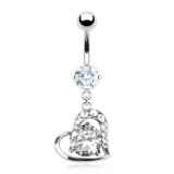 Piercing nombril cœur 40 - Zircone rond transparent