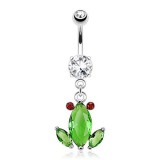 Piercing nombril grenouille trois zircones vert-pomme (43)