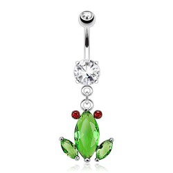 Piercing nombril grenouille trois zircones vert-pomme (43)