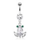 Piercing nombril grenouille trois zircones transparents (43)