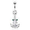 Piercing nombril grenouille trois zircones transparents (43)