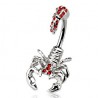 Piercing nombril scorpion menaçant cristaux rouges (32)