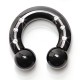 Piercing fer à cheval PVD black-line boules strass 3 à 6mm