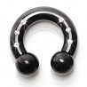Piercing fer à cheval PVD black-line boules strass 3 à 6mm