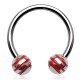 Piercing fer à cheval 07 - Acier boules striées rouges