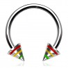 Piercing fer à cheval 22 - Acier rasta pointes