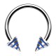 Piercing fer à cheval 28 - Acier pointes striées bleues
