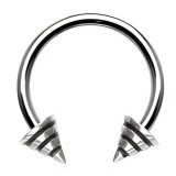 Piercing fer à cheval 28 - Acier pointes striées noires