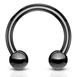Piercing fer à cheval 05 - Plaqué-titane boules noires