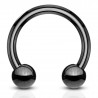 Piercing fer à cheval 05 - Plaqué-titane boules noires