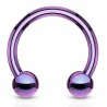 Piercing fer à cheval 05 - Plaqué-titane boules lilas