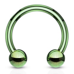 Piercing fer à cheval 05 - Plaqué-titane boules vertes