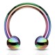 Piercing fer à cheval 05 - Plaqué-titane boules rainbow