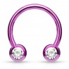 Piercing fer à cheval 11 - Plaqué titane lilas strass de face