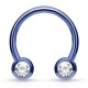Piercing fer à cheval 11 - Plaqué titane bleu strass de face