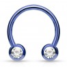 Piercing fer à cheval 11 - Plaqué titane bleu strass de face