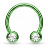 Piercing fer à cheval 11 - Plaqué titane vert-pomme strass de face