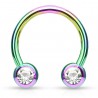 Piercing fer à cheval 11 - Plaqué titane rainbow strass de face