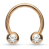 Piercing fer à cheval 11 - Gold-ip rose strass de face