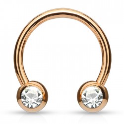 Piercing fer à cheval 11 - Gold-ip rose strass de face