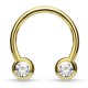 Piercing fer à cheval 11 - Gold-ip jaune strass de face